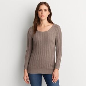 AMERICAN EAGLE Cable Knit Scoop Neck Sweater Brown Small